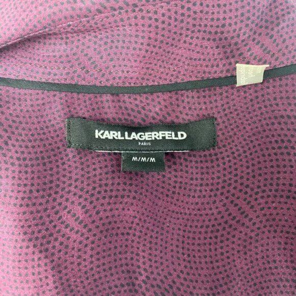 Karl Lagerfeld Paris Purpl Wine Patterned Long Sleeve Button Up Dress Shirt US M - Picture 4 of 10